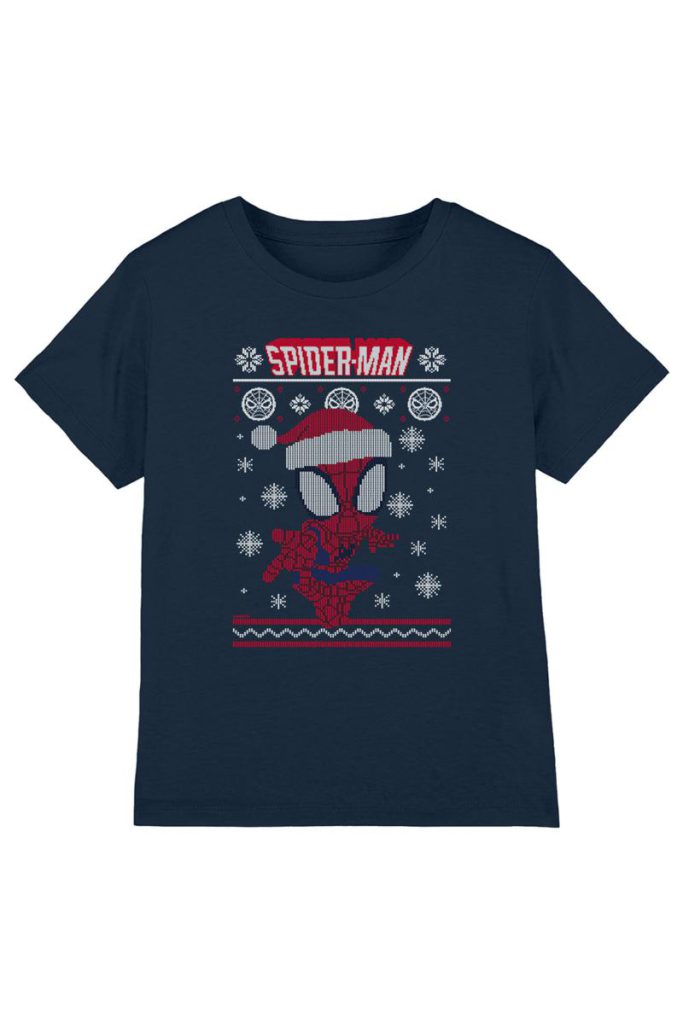 Spiderman Snowflake Christmas Jumper Kids T Shirt, Navy from Debenhams