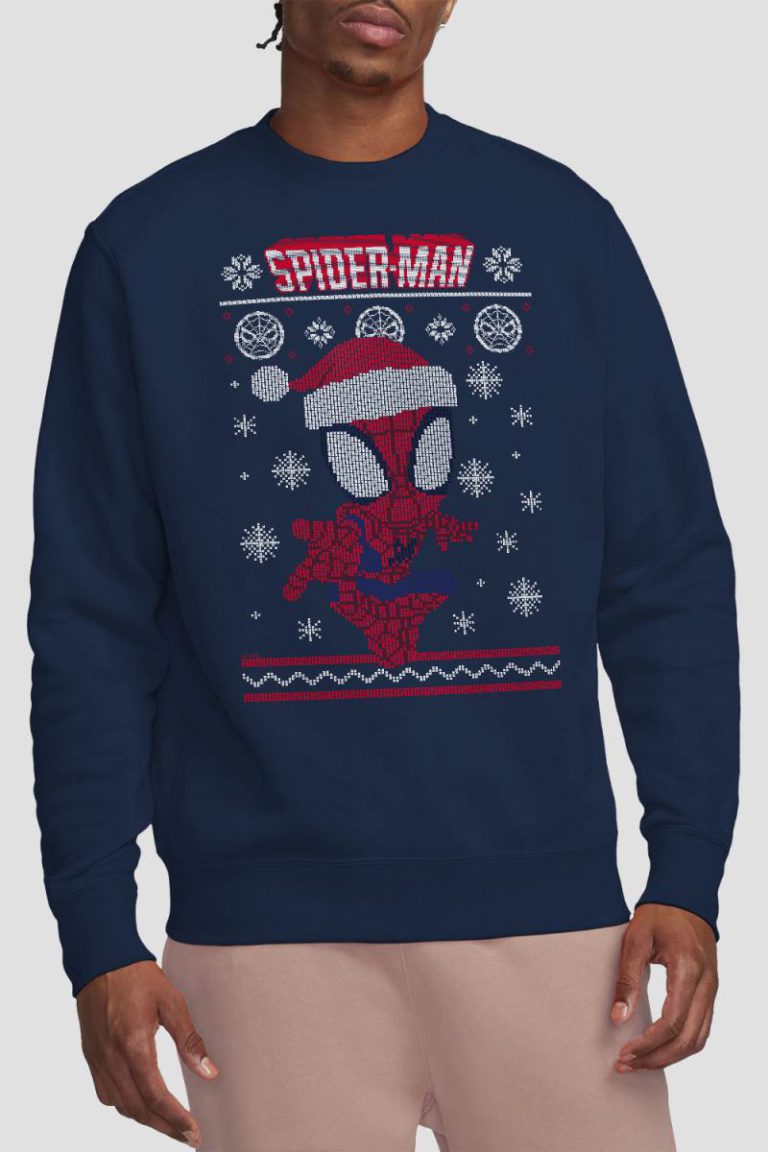 Spiderman Snowflake Christmas Jumper Sweatshirt Navy from Debenhams