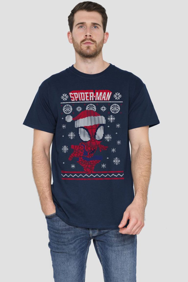 Spiderman Snowflake Christmas Jumper T Shirt, Navy from Debenhams