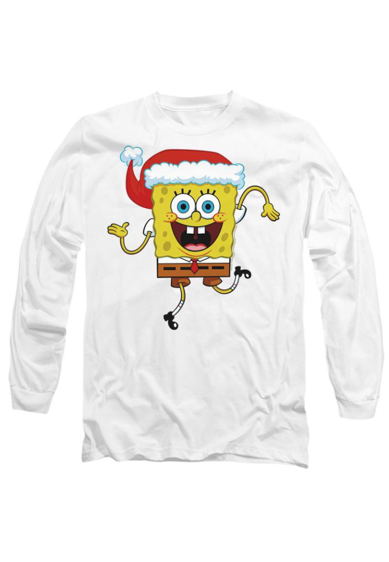 Spongebob Squarepants Christmas Santa Hat Mens Long Sleeve T Shirt, White from Debenhams
