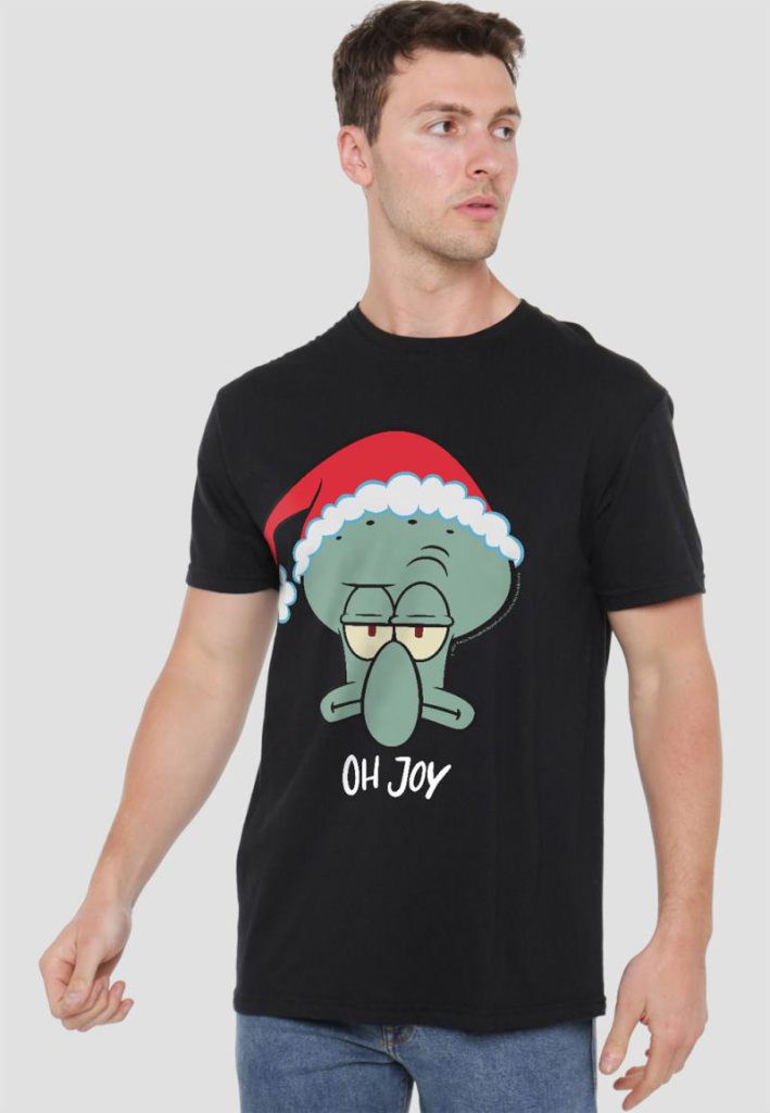 Spongebob Squarepants Squidward Christmas Joy T-Shirt, Black from Debenhams