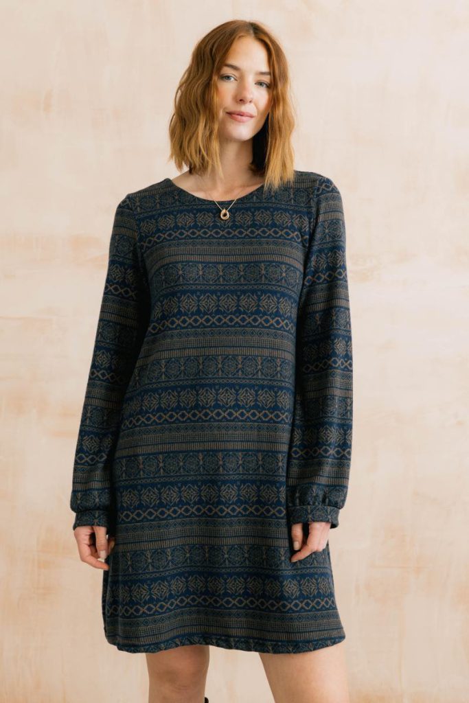 Spruce Fairisle Brushed Knit Relaxed Fit Swing Dress with Boat Neck Christmas jumper from Debenhams