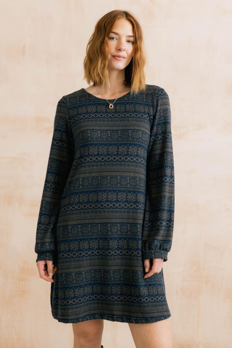 Spruce Fairisle Brushed Knit Relaxed Fit Swing Dress with Boat Neck Christmas jumper from Debenhams