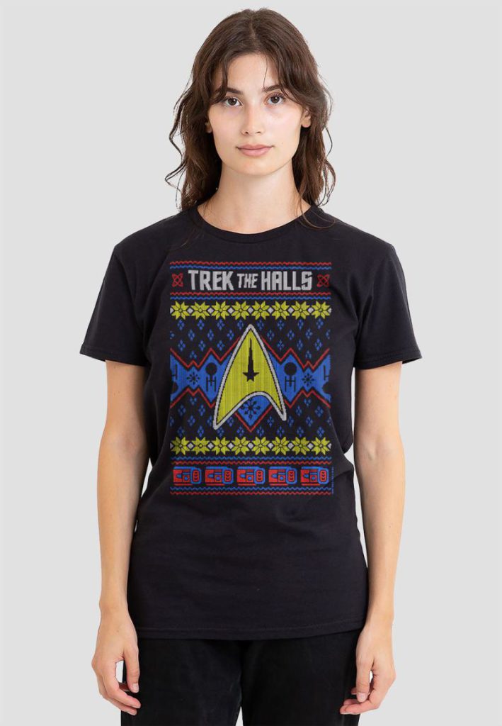 Star Trek Trek The Halls Ugly Christmas T-Shirt, Black from Debenhams