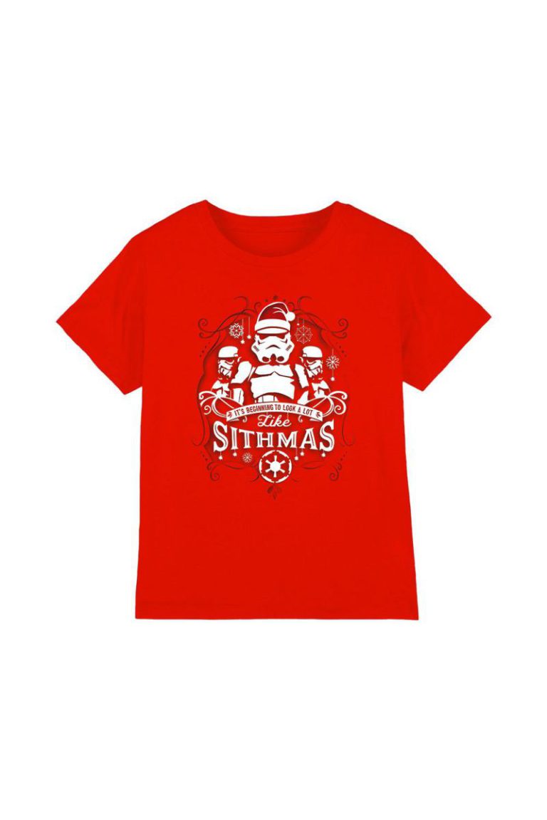 Star Wars Christmas Beginning To Look A Lot Like Sithmas Kids T-Shirt Red from Debenhams