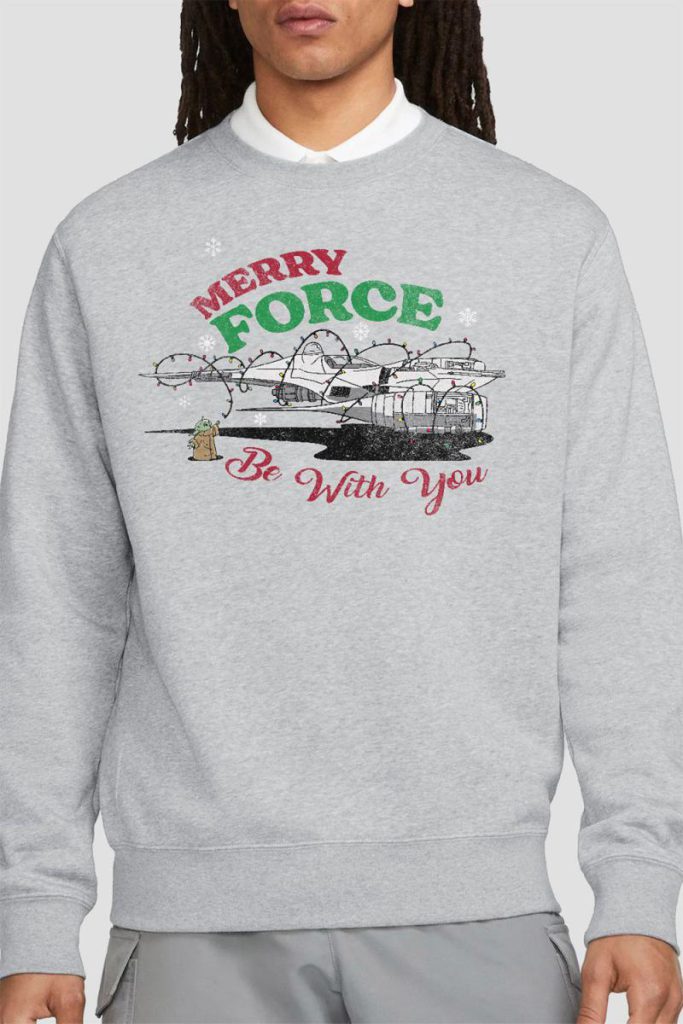 Star Wars Grogu Christmas Merry Force Be With You Sweatshirt Light Grey from Debenhams