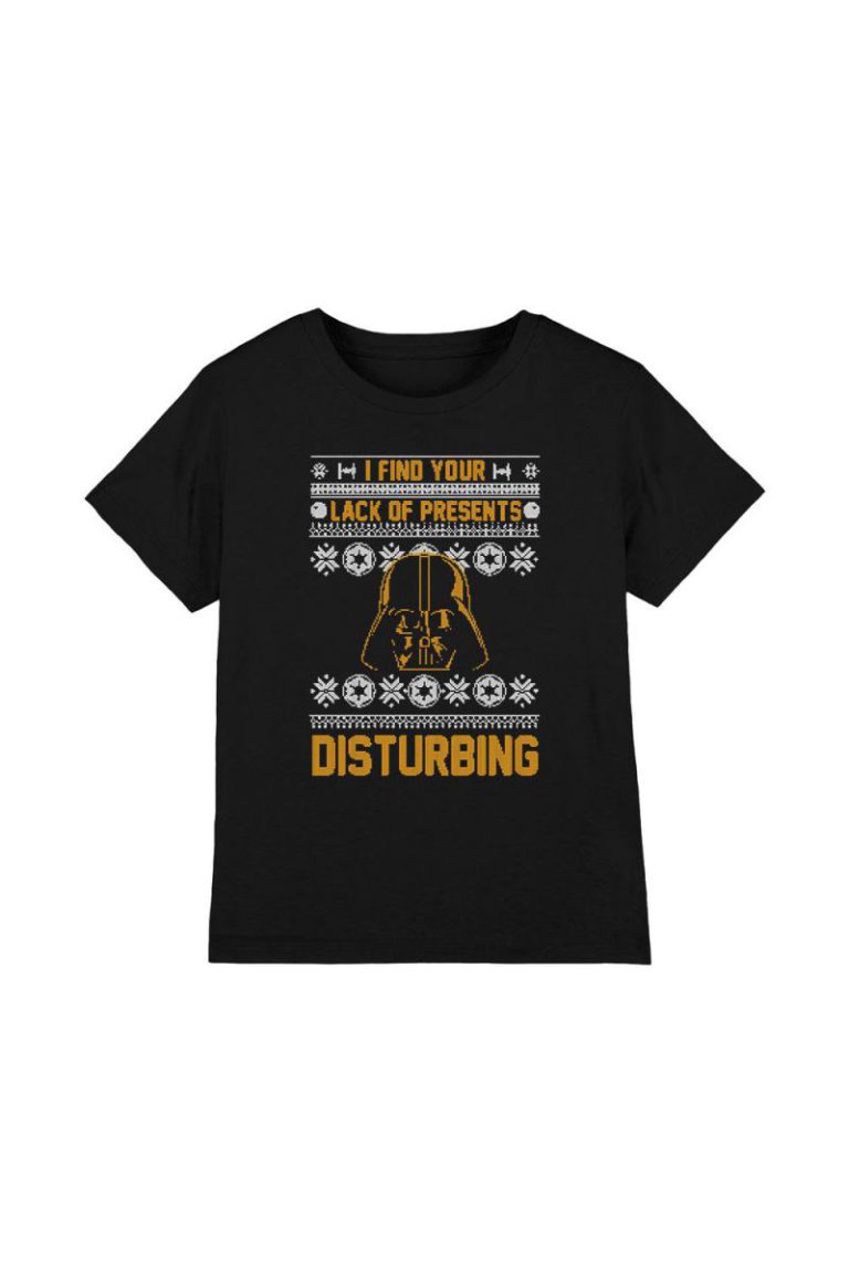 Star Wars Lack Of Christmas Presents Fair Isle Kids T-Shirt Black from Debenhams