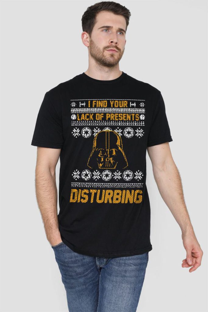 Star Wars Lack Of Christmas Presents Fair Isle Mens T-Shirt Black from Debenhams