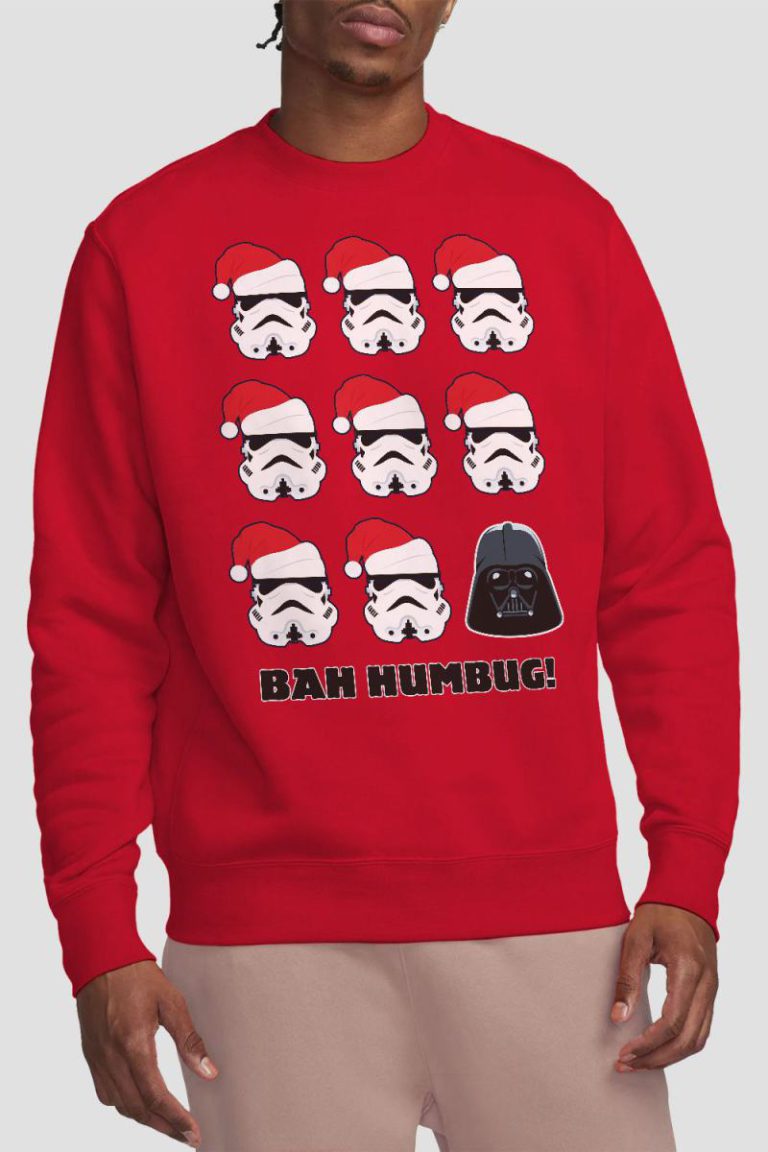 Star Wars Stormtroopers And Darth Vader Bah Humbug Christmas Sweatshirt Red from Debenhams