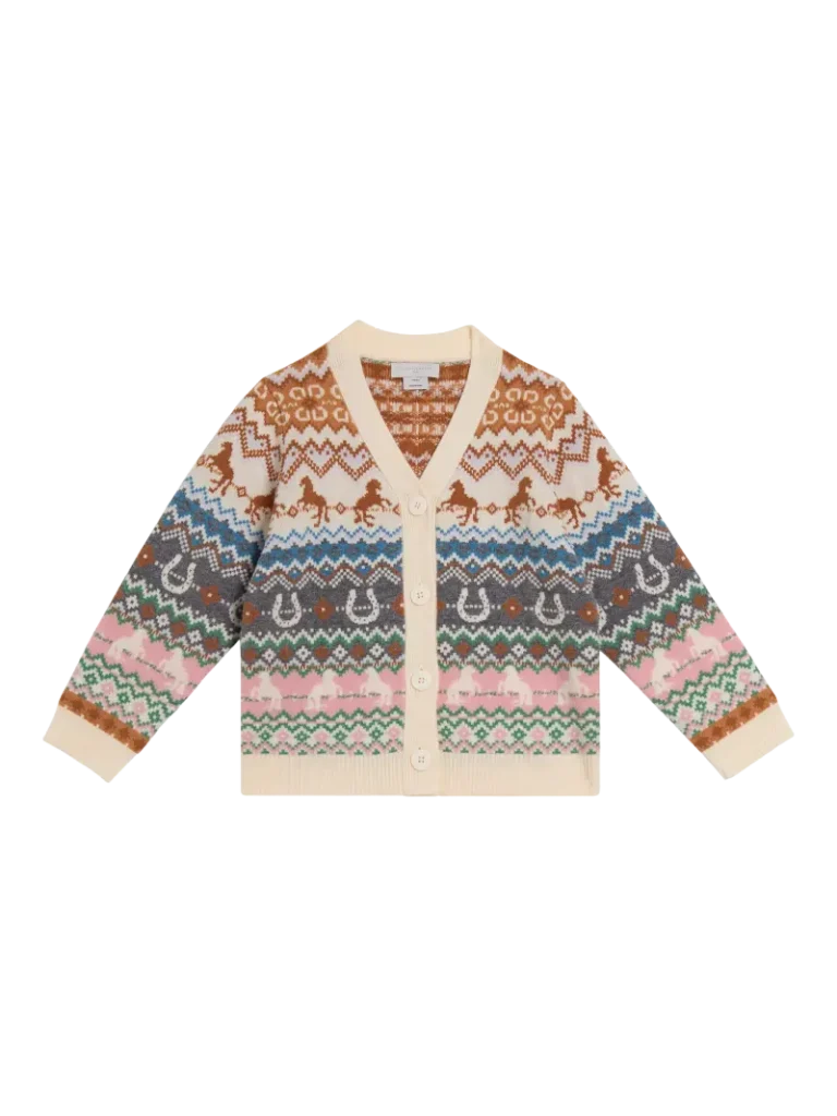 Stella McCartney Kids' Fairisle Knit Wool Cardigan, Colourful Christmas jumper from John Lewis