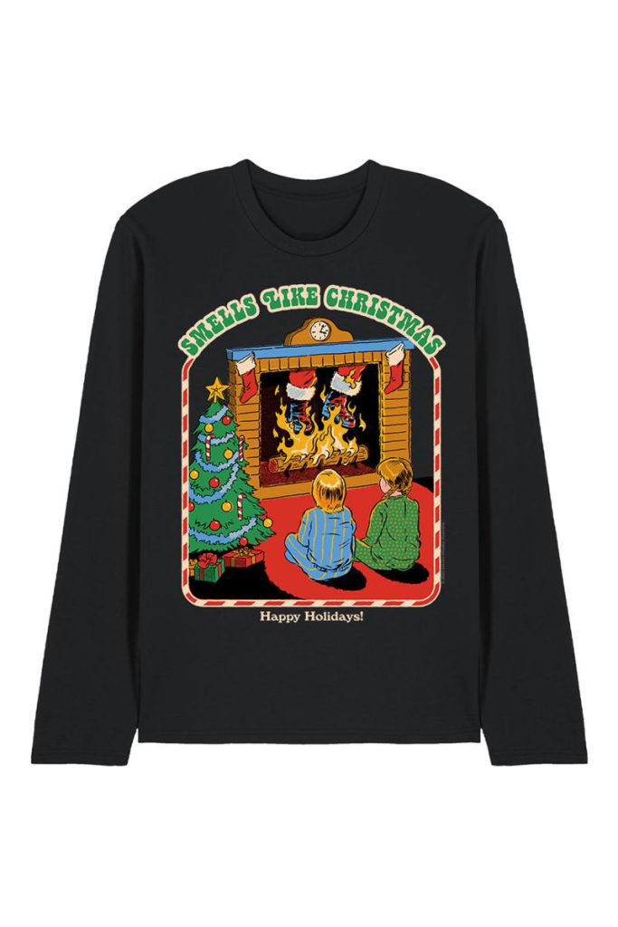 Steven Rhodes Smells Like Christmas Long Sleeve T-Shirt, Black from Debenhams