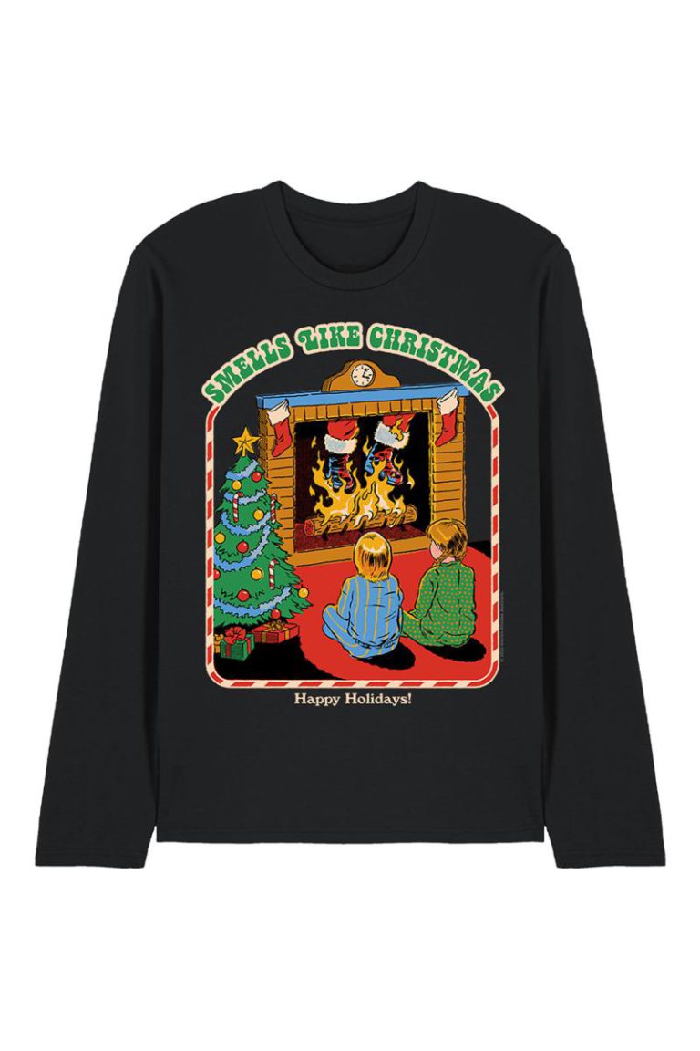 Steven Rhodes Smells Like Christmas Long Sleeve T-Shirt, Black from Debenhams