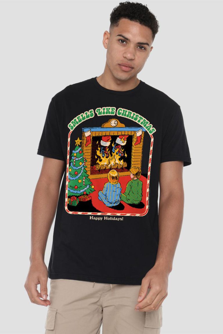 Steven Rhodes Smells Like Christmas T-Shirt, Black from Debenhams