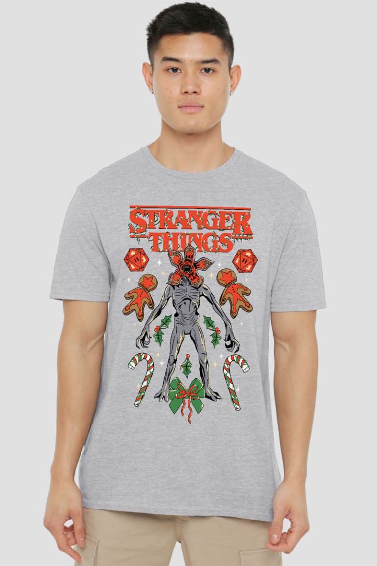 Stranger Things Christmas Demogorgon, Dice, Canes And Cookies T-Shirt from Debenhams