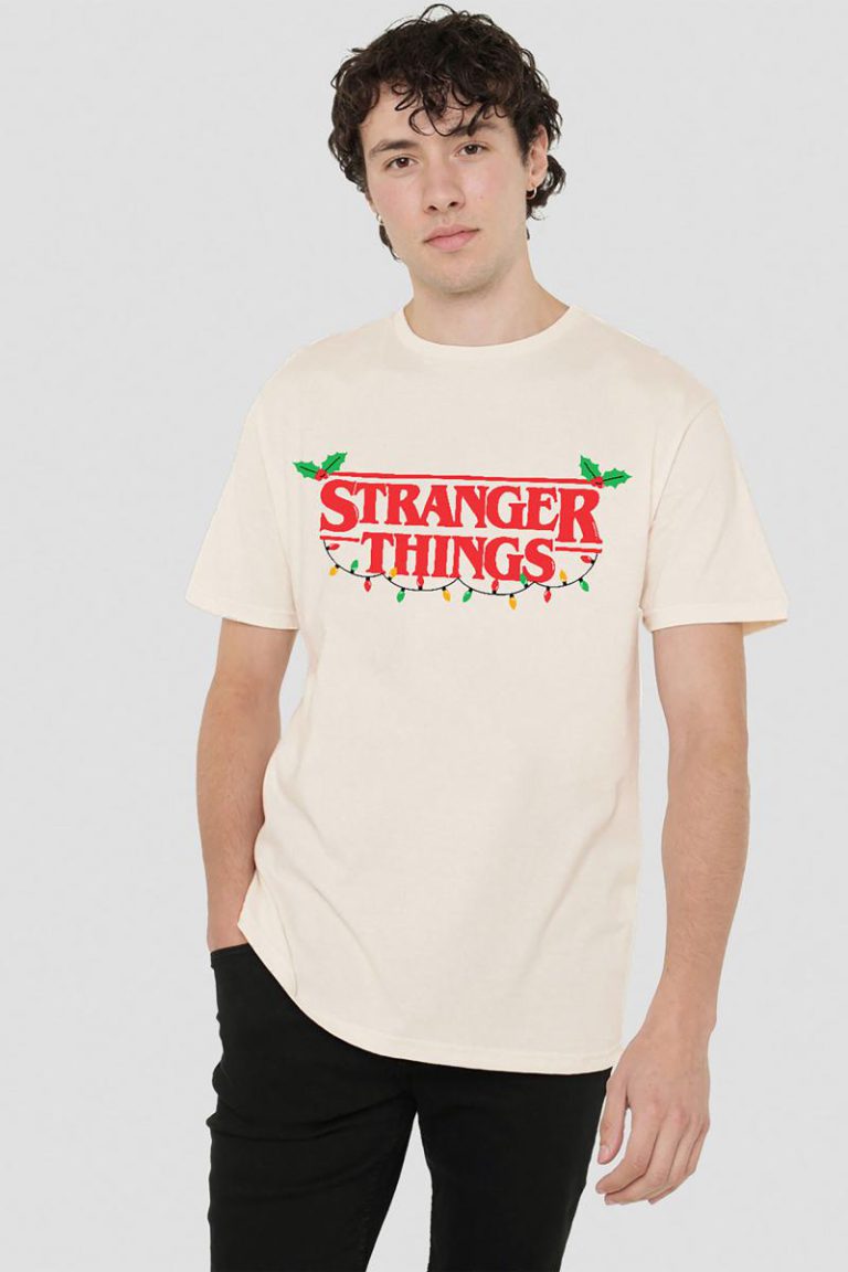 Stranger Things Christmas Logo T-Shirt, Natural from Debenhams
