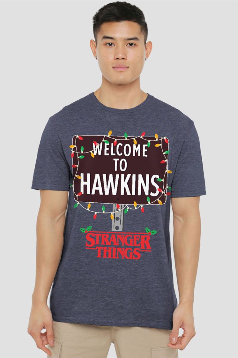 Stranger Things Christmas Welcome To Hawkins T Shirt, Navy from Debenhams