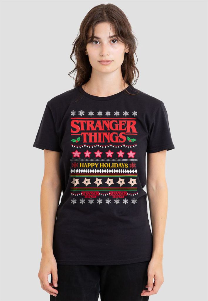 Stranger Things Demogorgon Ugly Christmas Jumper Ladies T Shirt, Black from Debenhams