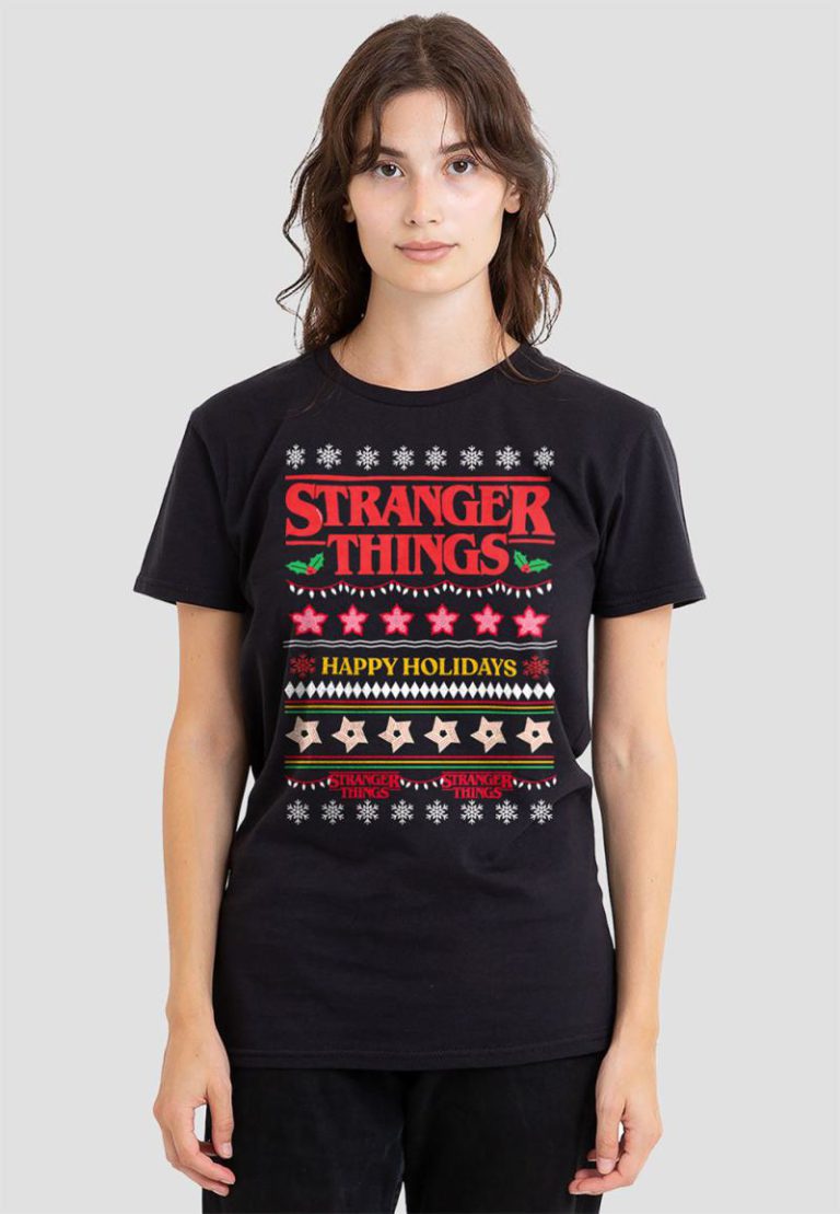 Stranger Things Demogorgon Ugly Christmas Jumper Ladies T Shirt, Black from Debenhams