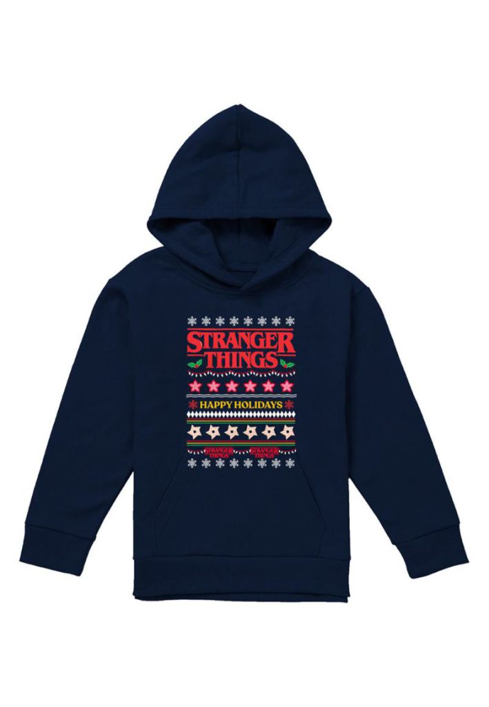Stranger Things Demogorgon Ugly Christmas Jumper Youth Kids Pull in Over Hoodie, Navy from Debenhams