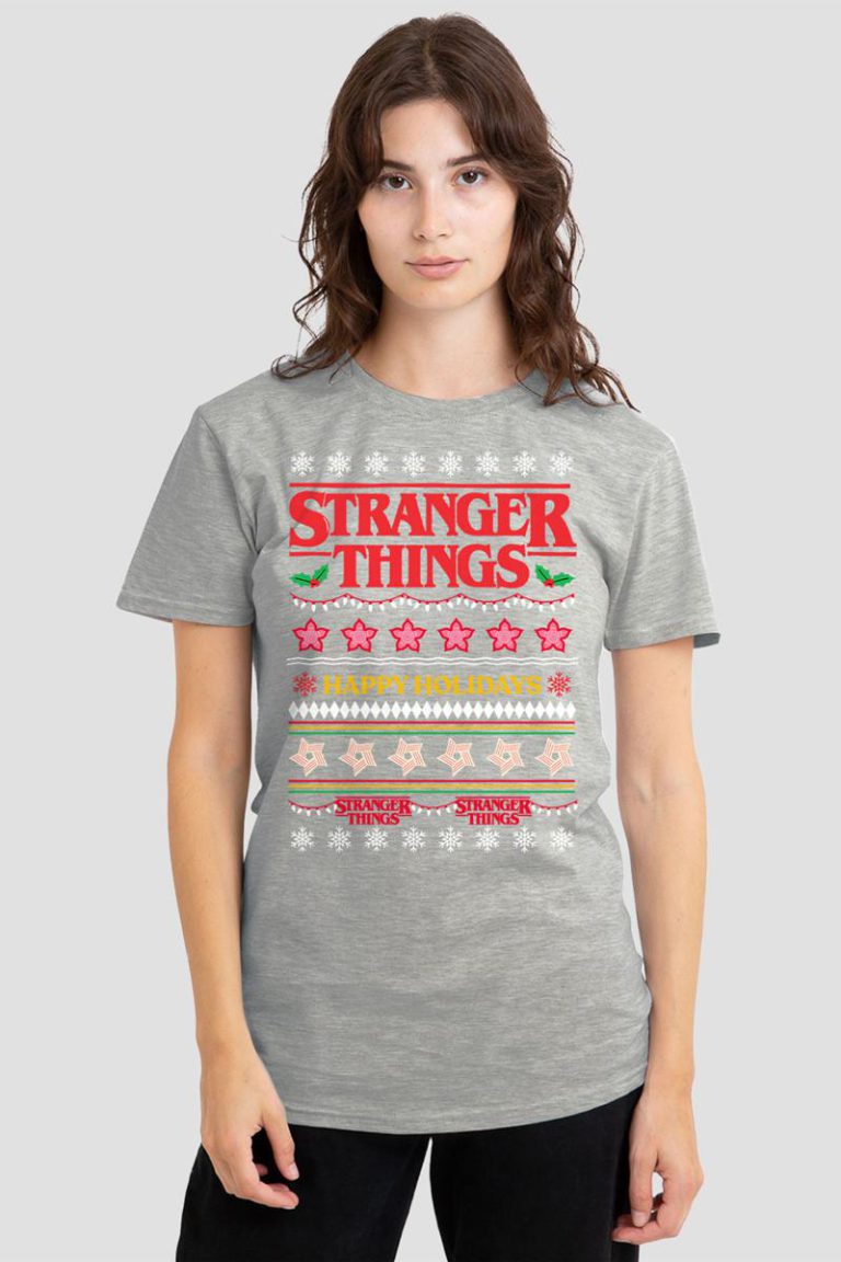 Stranger Things Demogorgon Ugly Xmas Jumper T-Shirt, Athletic Heather from Debenhams