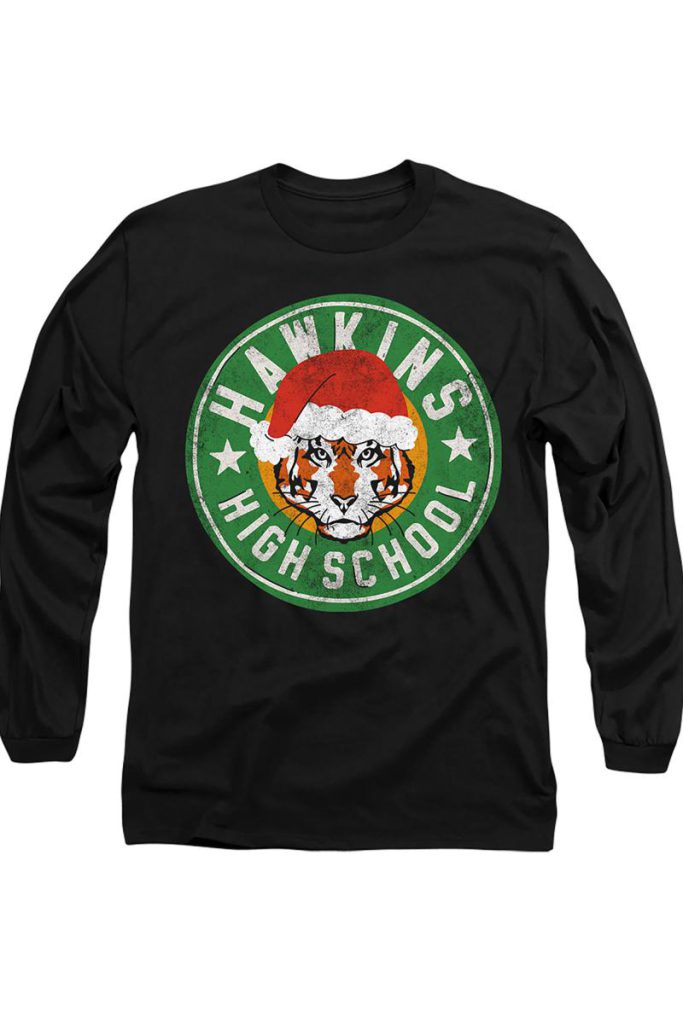 Stranger Things Hawkins High School Christmas Logo Long Tee, Black from Debenhams