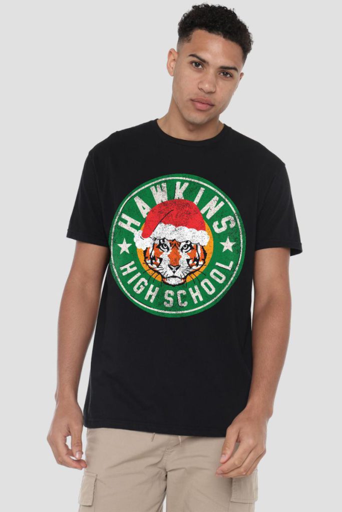 Stranger Things Hawkins High School Christmas Logo T-Shirt, Black from Debenhams