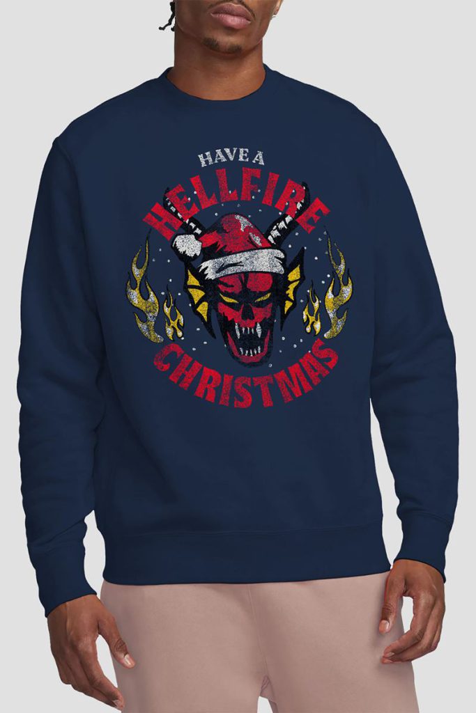 Stranger Things Hellfire Christmas Sweatshirt, Navy from Debenhams