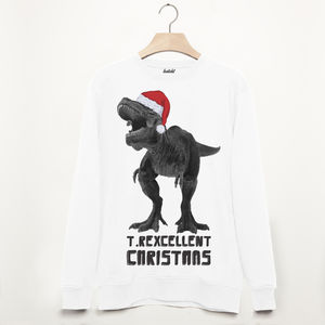 T Rexcellent Men's Christmas Dinosaur Sweatshirt from Not On The High Street