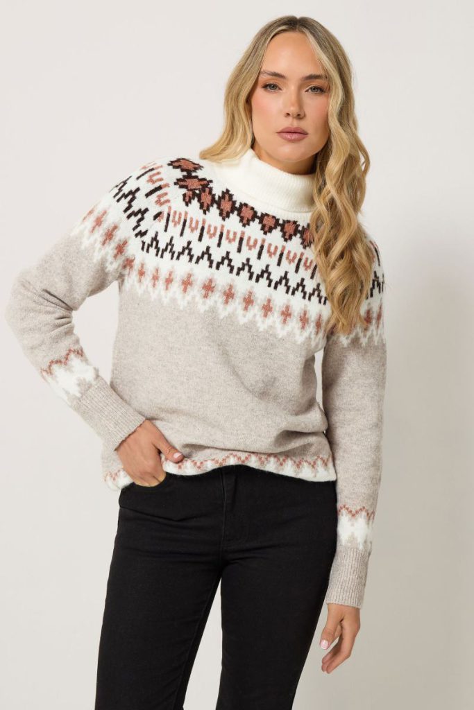 Tall Fairisle Roll Neck Jumper Christmas jumper from Boohoo