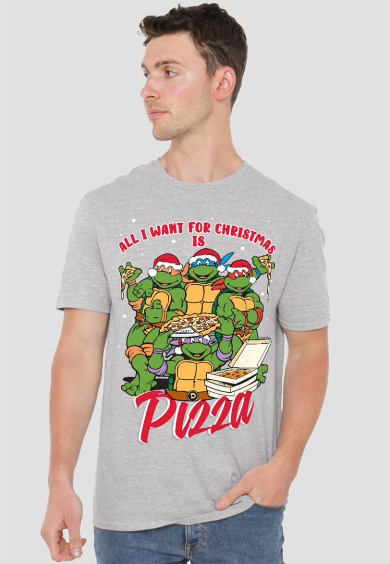 Teenage Mutant Ninja Turtles Christmas Pizza T Shirt, Athletic Heather from Debenhams