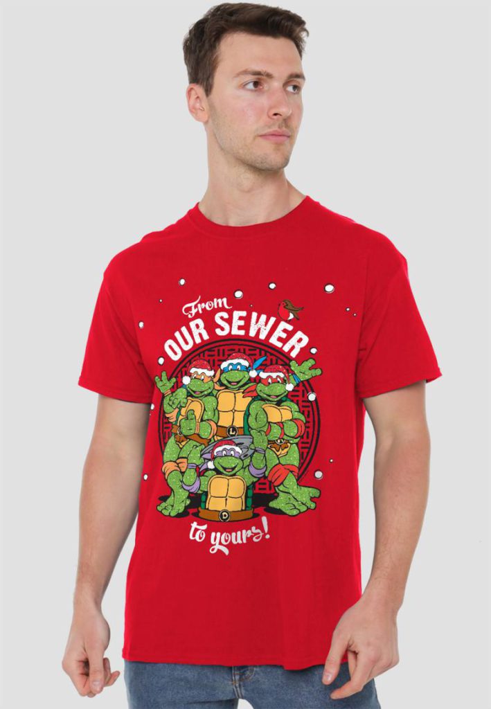 Teenage Mutant Ninja Turtles Merry Christmas From Our Sewer Unisex T Shirt, Red from Debenhams