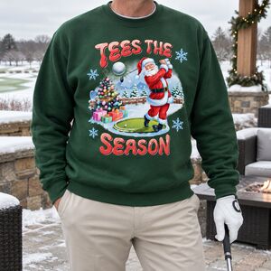 Tees The Season Funny Golf Christmas Jumper, Green Sweatshirt from Not On The High Street