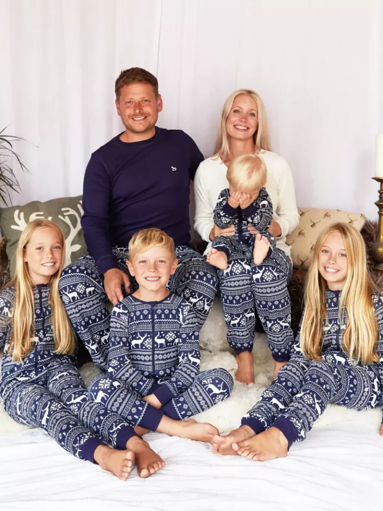 The Little Tailor Baby & Kids Christmas Fair Isle Sleepsuit, Navy from John Lewis