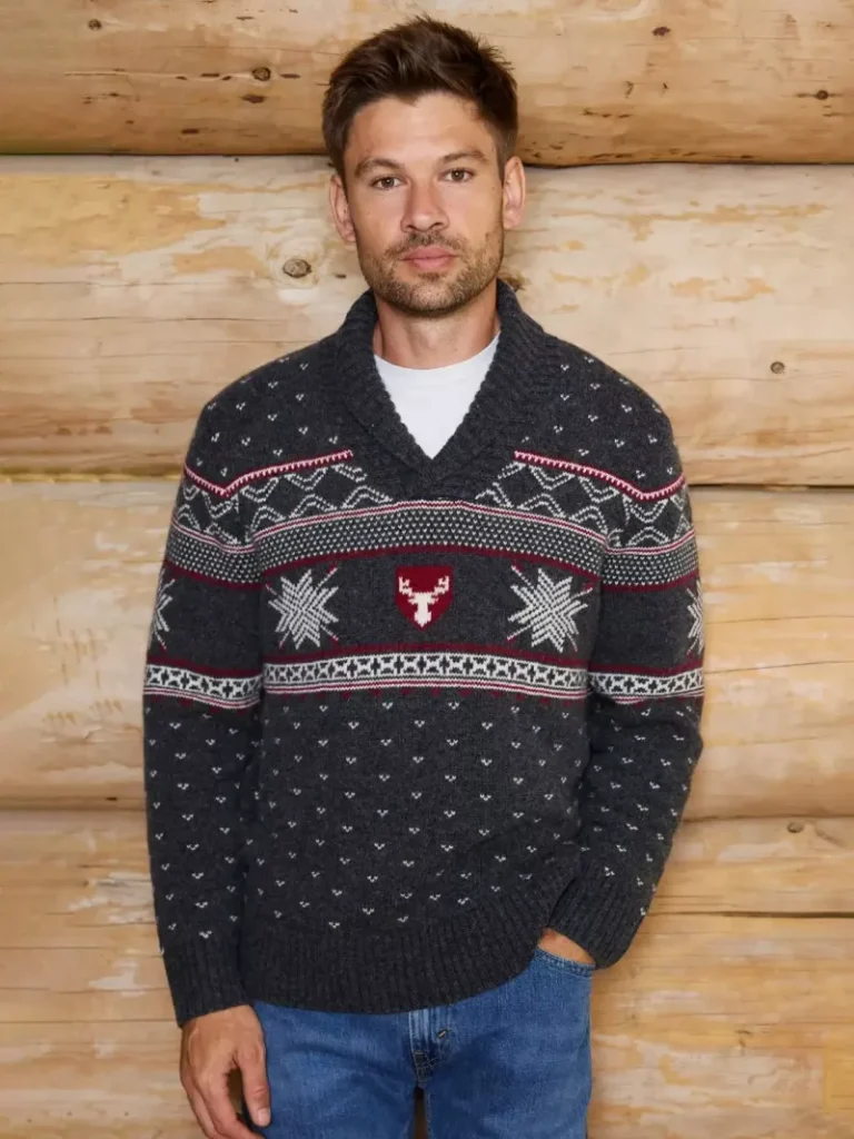 The Little Tailor Christmas Heritage Jumper, Charcoal/Red/Cream from John Lewis