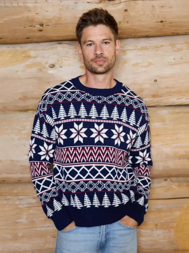 The Little Tailor Cotton Winter Fairisle Christmas Jumper, Navy/Red/Cream from John Lewis