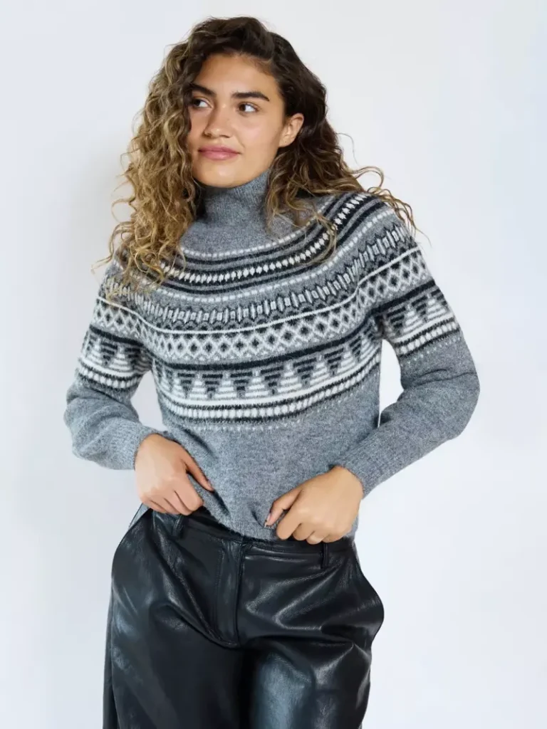 The Little Tailor Greta Fair Isle Jumper, Grey Marl Christmas jumper from John Lewis