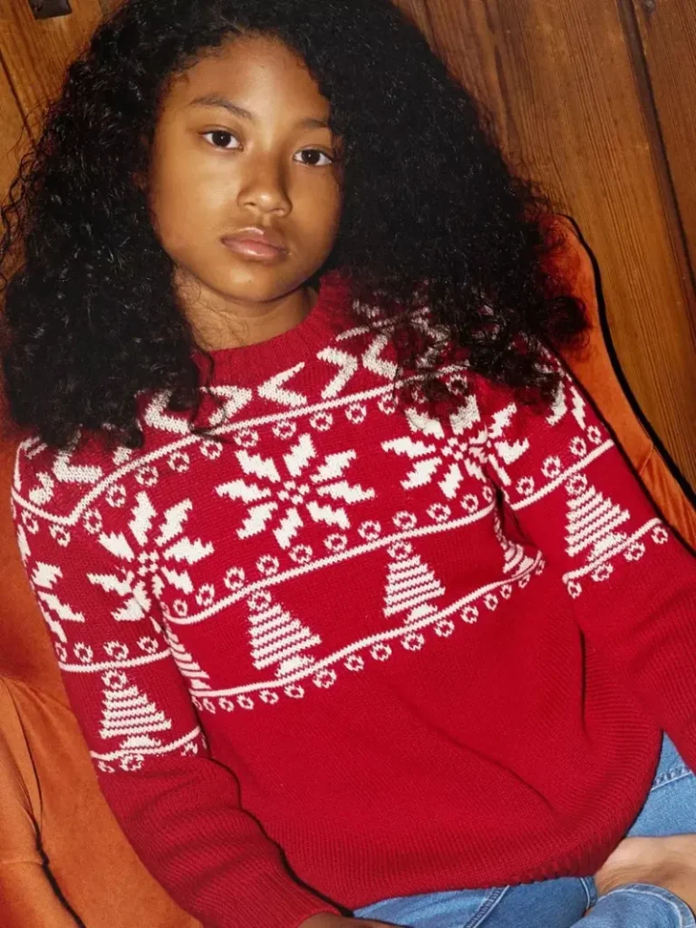 The Little Tailor Kids' Cotton Fair Isle Jumper, Red/Cream Christmas jumper from John Lewis