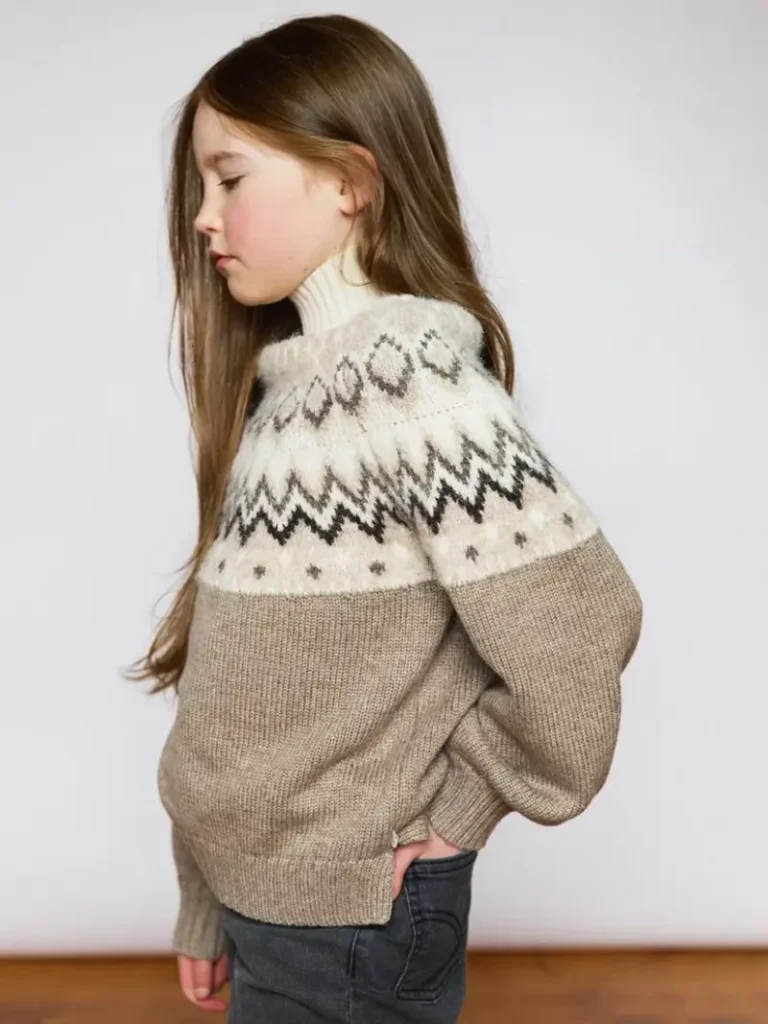 The Little Tailor Kids' Wool Blend Fair Isle Diamond Jumper, Mouse Christmas jumper from John Lewis