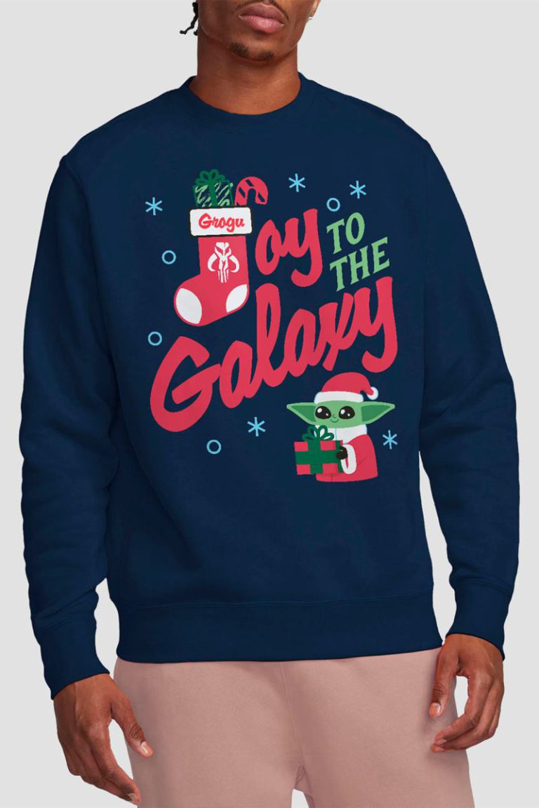 The Mandalorian Grogu Christmas Joy To The Galaxy Sweatshirt, Navy from Debenhams