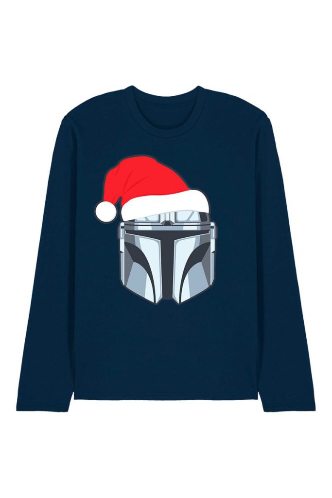 The Mandalorian Mando Christmas Santa Hat Long Sleeve T-Shirt, Navy from Debenhams