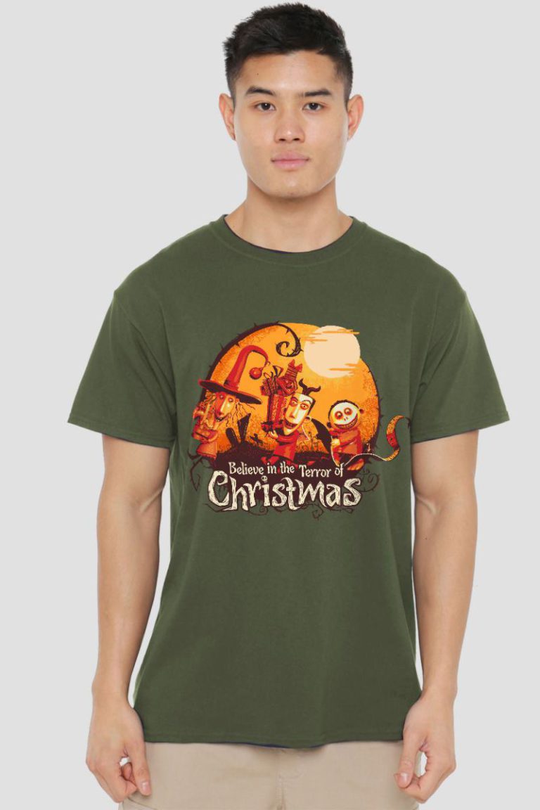 The Nightmare Before Christmas Believe In The Terror Mens T-Shirt Dark Green from Debenhams