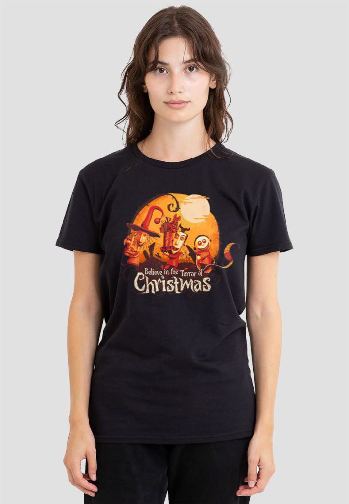 The Nightmare Before Christmas Believe In The Terror T-Shirt, Black from Debenhams