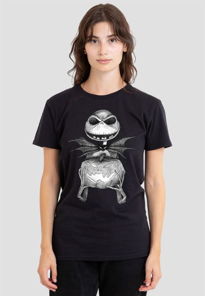 The Nightmare Before Christmas Jack Pumpkin Sketch T-Shirt, Black from Debenhams