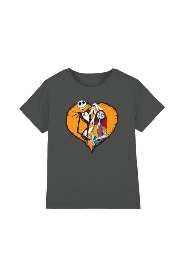 The Nightmare Before Christmas Jack Sally Heart Kids T-Shirt Charcoal from Debenhams