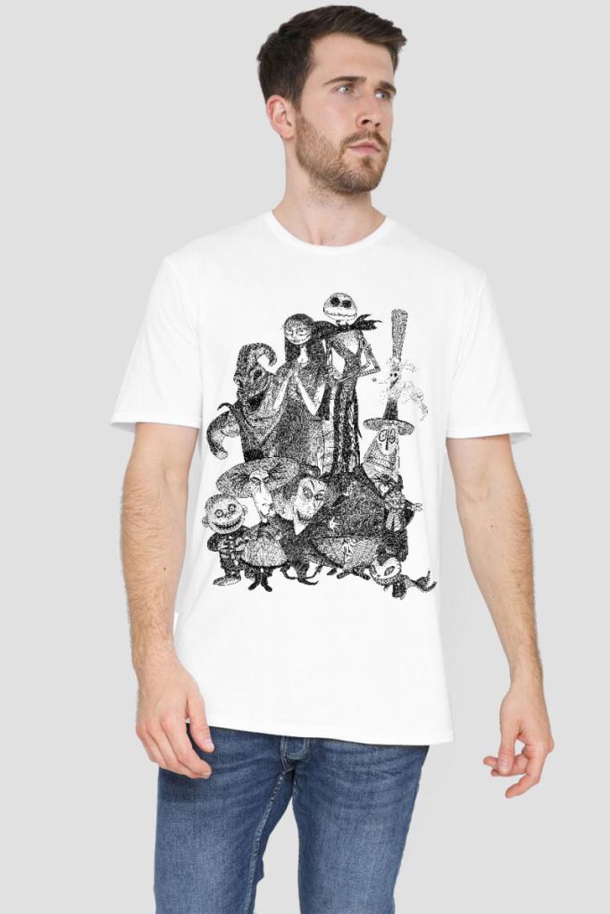 The Nightmare Before Christmas Jack Sally Monster Draw Mens T-Shirt White from Debenhams