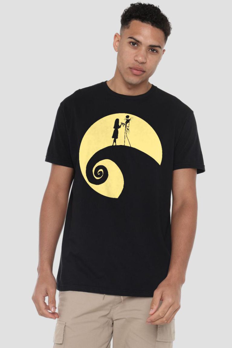 The Nightmare Before Christmas Jack Sally White Circle Mens T-Shirt Black from Debenhams