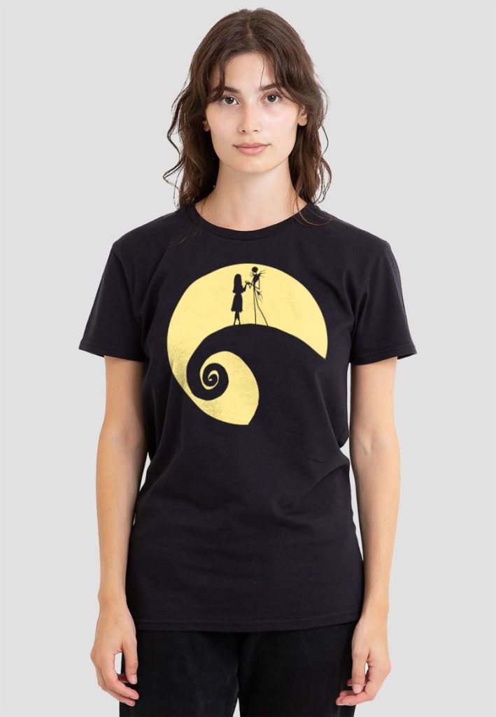 The Nightmare Before Christmas Jack Sally White Circle T-Shirt, Black from Debenhams