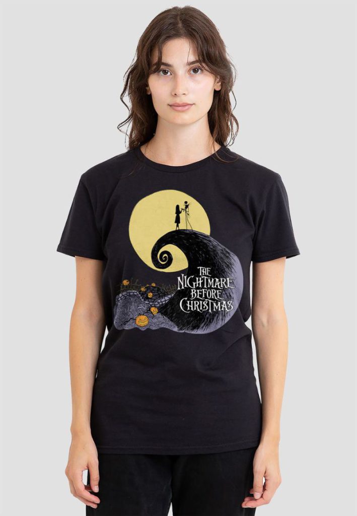 The Nightmare Before Christmas Moon Silhouette T-Shirt, Black from Debenhams