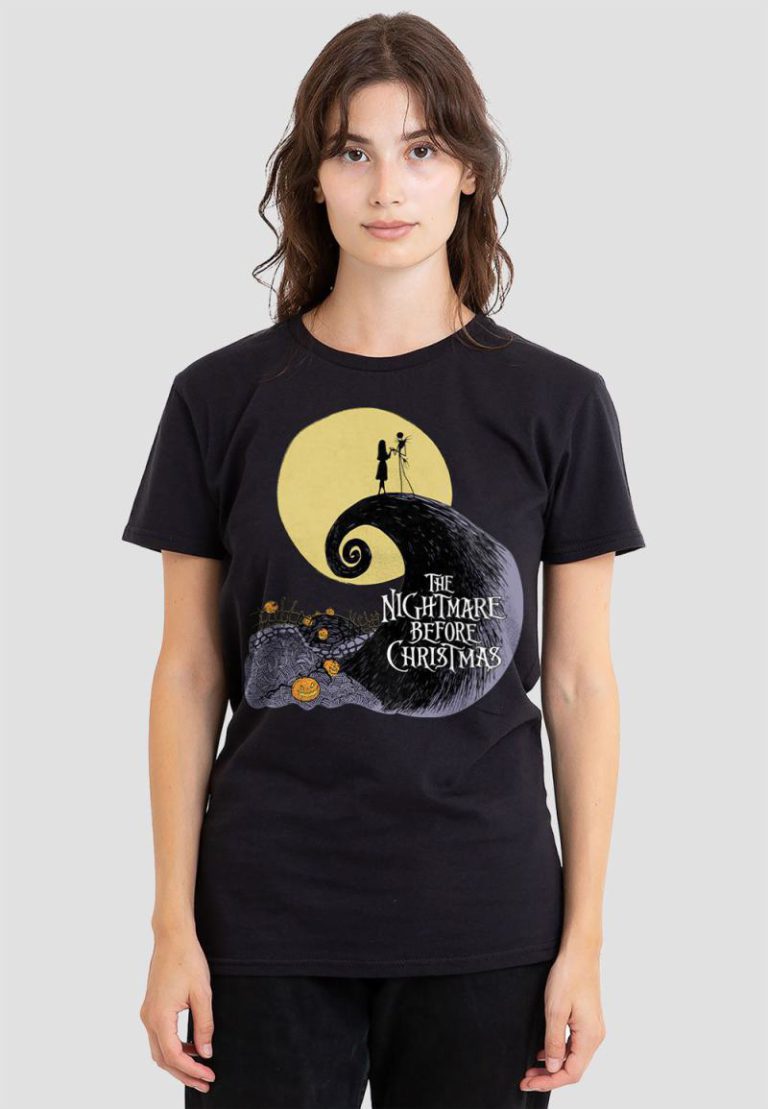 The Nightmare Before Christmas Moon Silhouette T-Shirt, Black from Debenhams