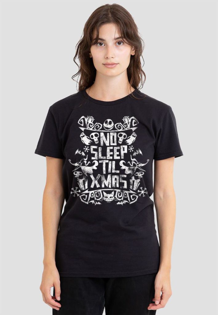 The Nightmare Before Christmas No Sleep Till Xmas T-Shirt, Black from Debenhams
